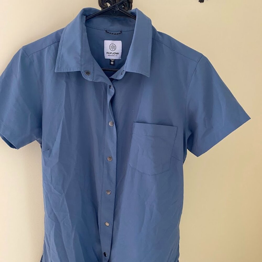 Fly Now Women's Med Snap up Blue Shirt